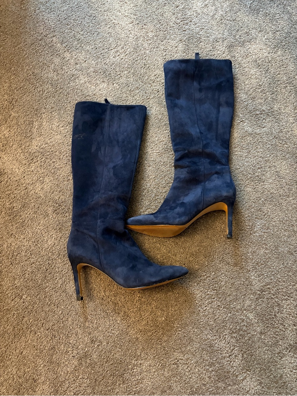 Nine West Navy Suede Knee-High Stiletto Boots